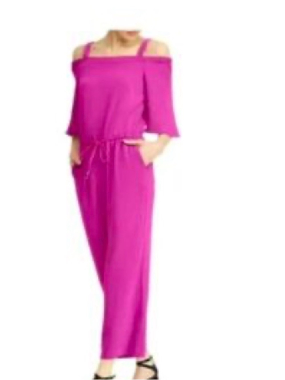 Ralph Lauren Cold Shoulder Jumpsuit Pink Size 8 Wide Leg Pockets